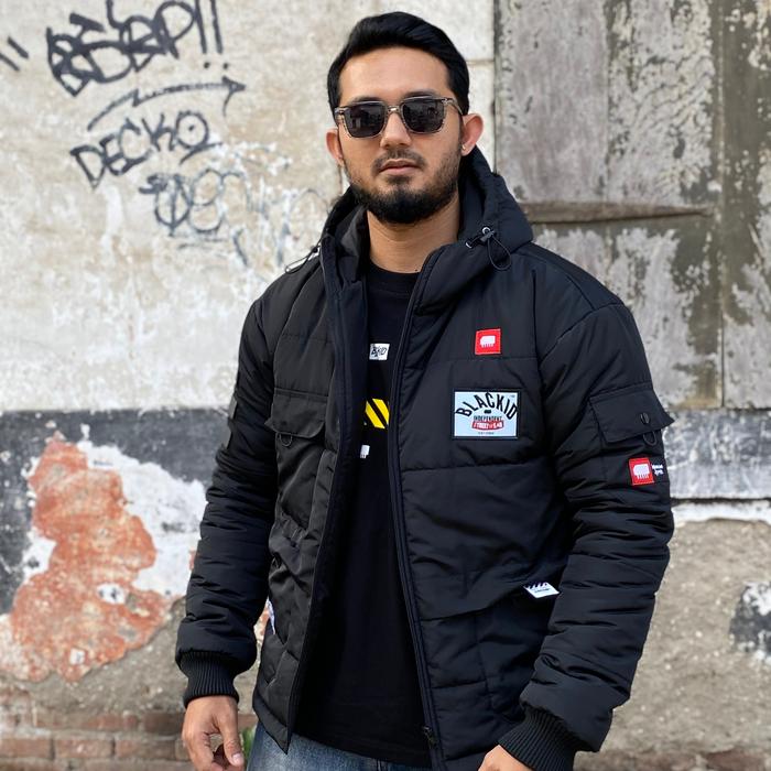 Blackid Jacket Puffer Black Jacket Outdoor Puffer Lengan Panjang Hitam