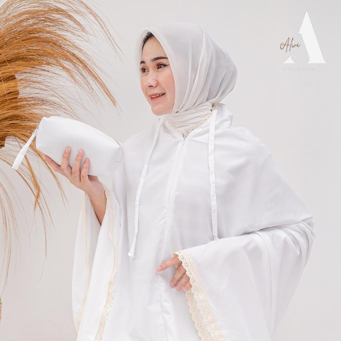 Free Tas Dompet - Mukena Traveling Dewasa Polos Renda Rajut 3Cm Adiba Muslim Series Mukenah travel m