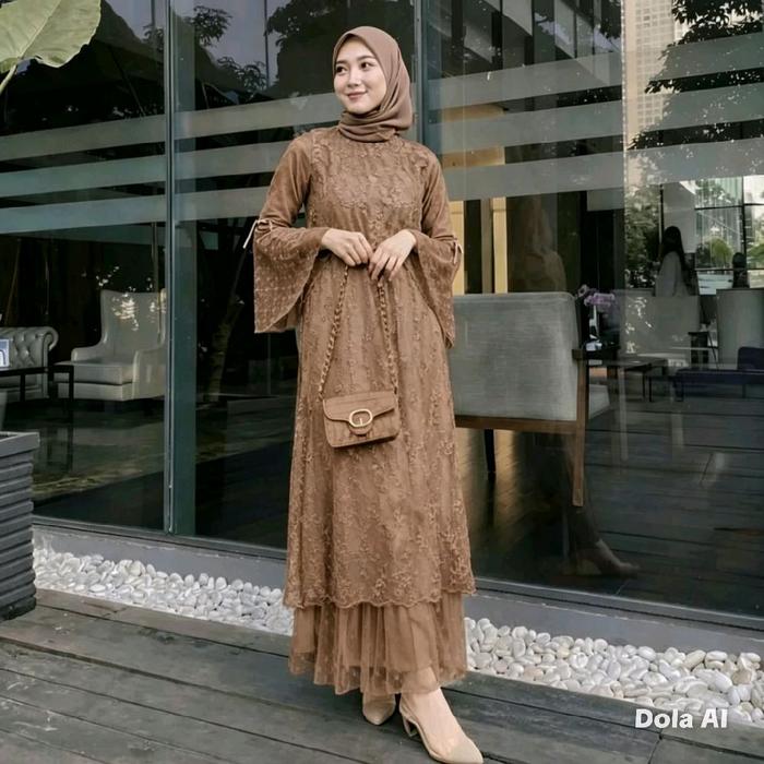 oknara Gamis Remaja Dewasa Cempaka Kondangan Mewah Seragam Pengajian Fishion Muslim Maxi Baju Kurung