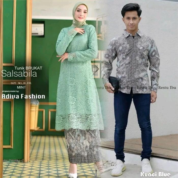 GUYS BELII COUPLE KEBAYA BRUKAT JUMBO LD 120 Setelan Baju Pasangan Wanita Dewasa Batik Kondangan Pan