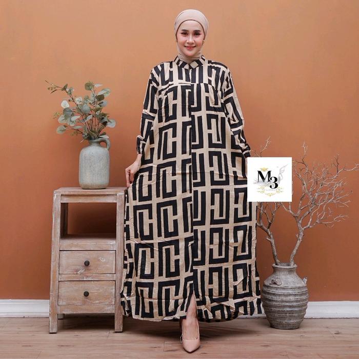 Gamis motif Ganesha busui frendly rayon premium by batikm3 collection Gamis Busana Muslim Panjang Wa