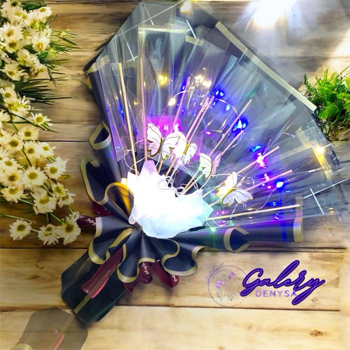 Buket LED Kupu-Kupu Murah – Buket Uang, Snack, Kopi, Custom Kado Wisuda Ulang Tahun