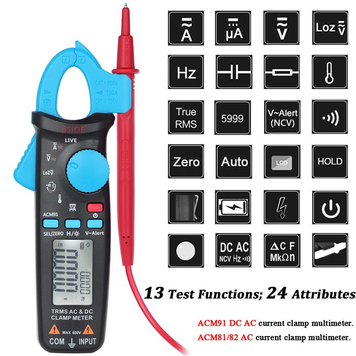 BSIDE True RMS Clamp Meter 1mA Plier Ammeter Professional Car repair