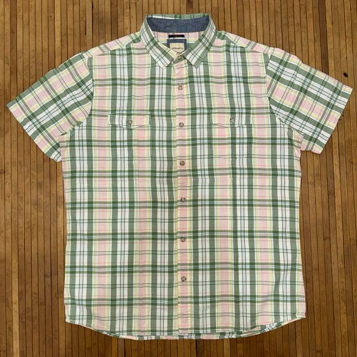 G.H BASS & CO CASUAL GINGHAM PLAID SHORT SLEEVE SHIRT