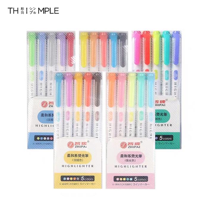 Stabilo/1set stabilo isi 5pcs dengan warna berbeda-THIMPLE