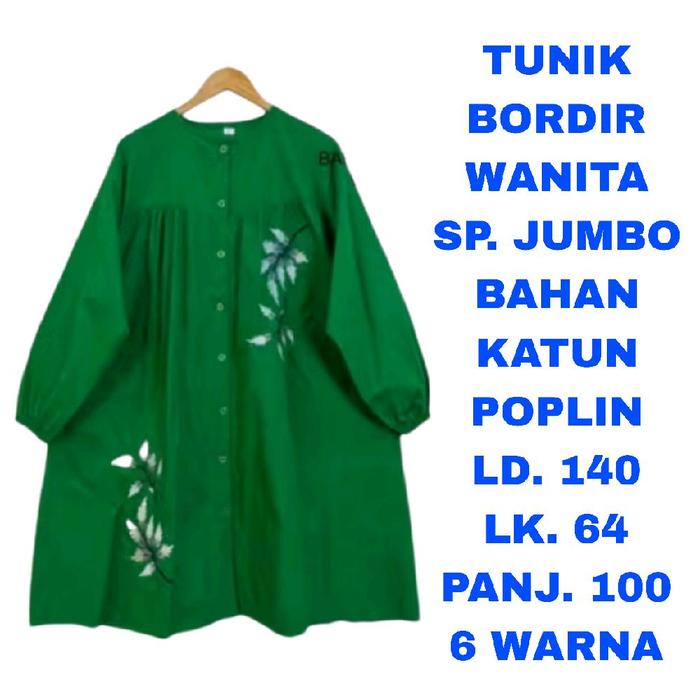 WK TUNIK BORDIR ASLI  WANITA SUPER JUMBO LD. 140 BUSUI FRIENDLY KANCING AKTIF BAJU ATASAN LENGAN PAN