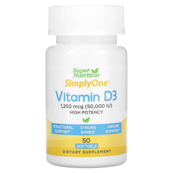 Original Super Nutrition Simply One Vitamin D3 50000 Iu 1250Mcg 50 Softgels