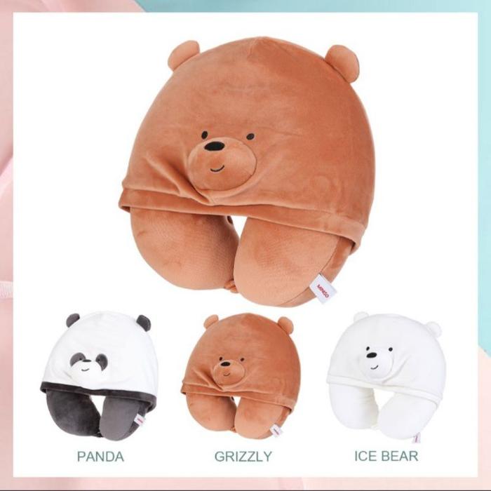 bantal leher with hood we bare bears miniso