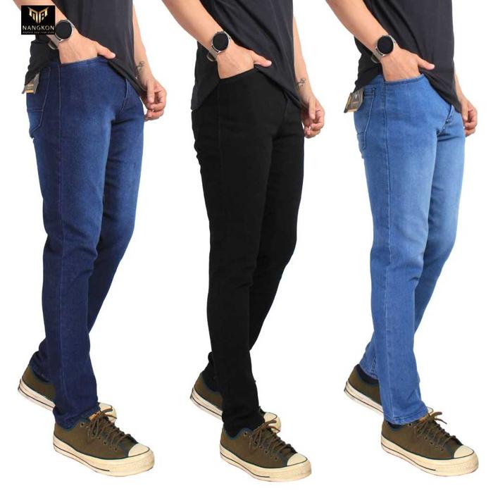 NANON - Celana Jeans Pria Bahan Melar Pensil Cowok Hitam Panjang Pria Slim Fit NANON Premium
