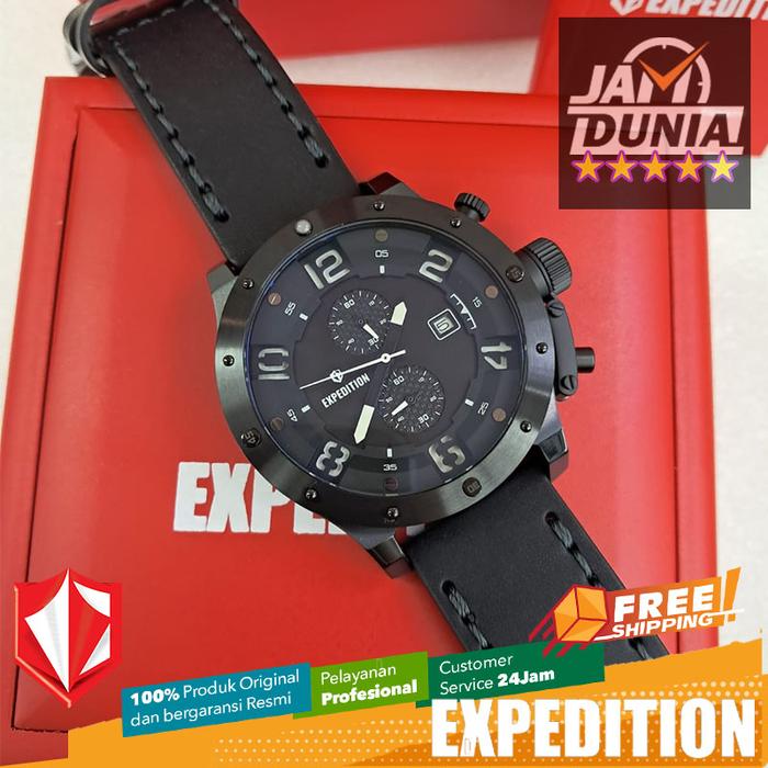 JAM TANGAN PRIA EXPEDITION ORIGINAL CHRONOGRAPH BLACK DIAL WHITE KULIT EXF 6381 EXF6381 EXF 6381 EXP
