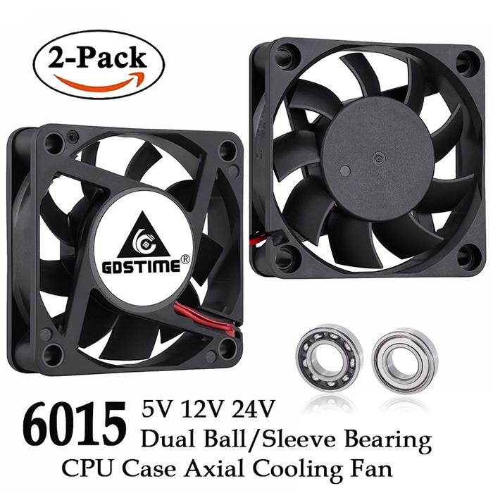 2PCS Gdstime 60mm 6015 DC 5V 12V 24V Fan 6015 60x60x15mm USB Ball Brushless Exhaust Cooling Fan PC L