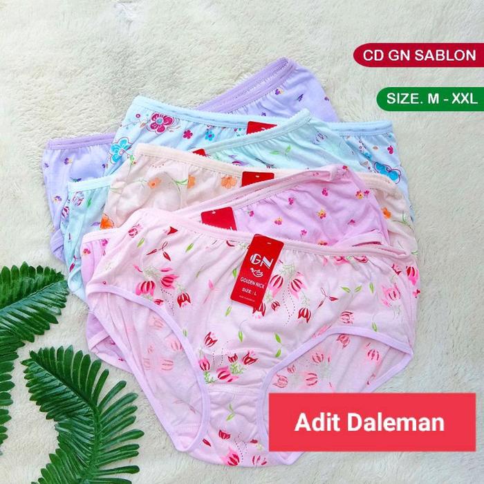 6 PCS CD GOLDEN NICK sablon termurah | CD GN 937s motif sablon bunga jumbo bahan Katun Lucu Seksi Ny