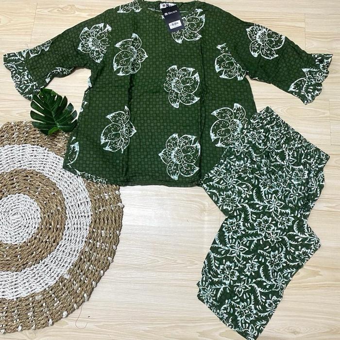 (HA) Setelan CP Batik HUZA Dewasa tgn 3/4 Celana Panjang Wanita