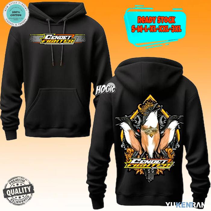 HOODIE JUMPER SINGLE FIGHTER CENDET FIGHTER TRIO CENDET DESIGN STYLISH KEREN CASUAL SIMPLE BAHAN KAT
