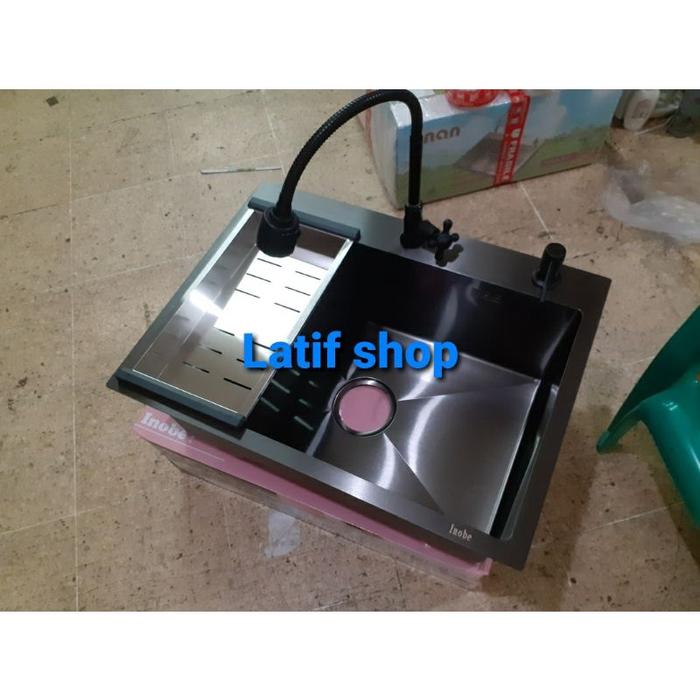Paket komplit kitchen sink 6045 hitam .kitchen sink hitam 6045 lengkap