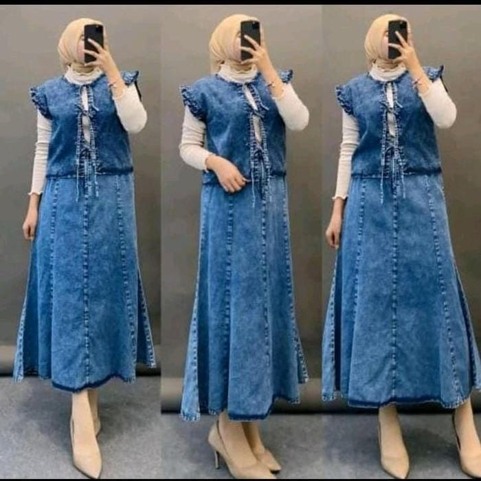 ONE SET JEANS DANIA ONE SET OUTER JEANS (NO INNER) + ROK JEANS STYLE