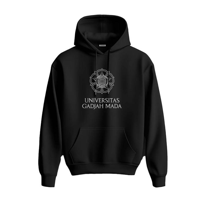 Hoodie UGM Universitas Gadjah Mada Premium Fleece Cloth Sweater Jacket Hood Black Hitam