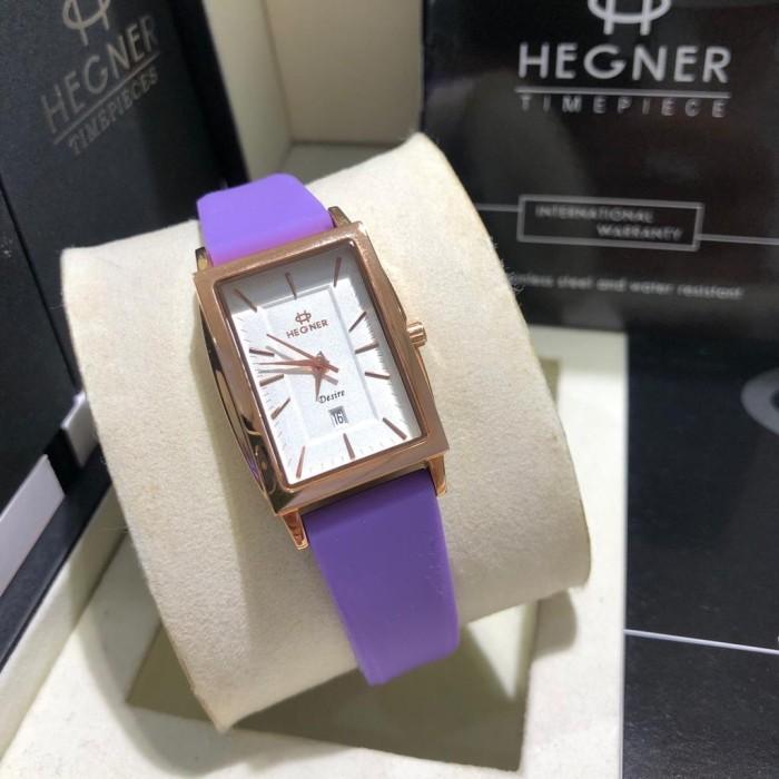 JAM TANGAN WANITA HEGNER 1664L-1/HEGN1664 RUBBER ORIGINAL - UNGU ROSEGOLD
