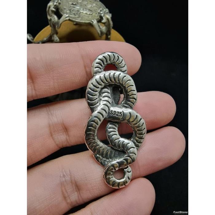 Liontin Silver Dragon Naga Accessories Pendant 49x23mm E1922
