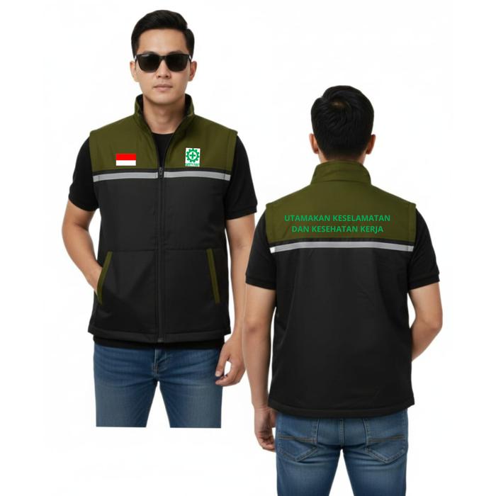 Rompi Safety K3Terbaru Tulisan Belakang -Rompi Proyek Premium Unisex Custom rompi scotlight zipper k