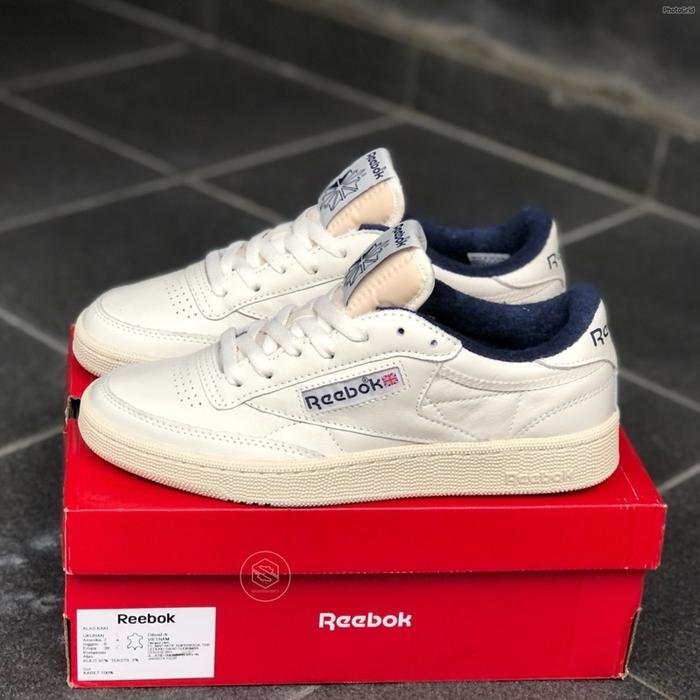 REEBOK CLASSIC CLUB C 85 VINTAGE CHALK WHITE NAVY BLUE GREEN ORIGINAL