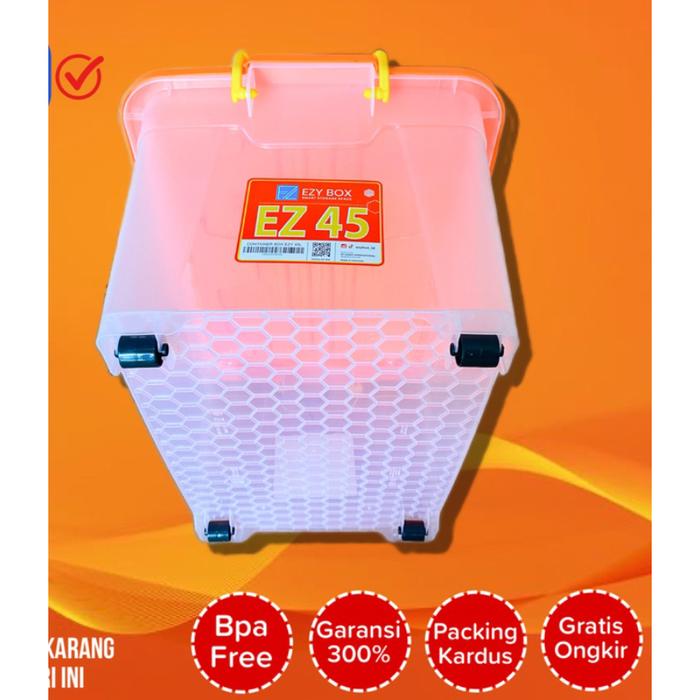 BOX CONTAINER EZY PLASTIK CB 45 LITER KOTAK TEMPAT PENYIMPANAN WADAH PLASTIK DENGAN RODA KUAT KOKOH