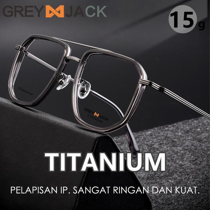 Grey Jack Frame Kacamata Titanium Aviator Kotak Ringan Dan Kokoh 2216