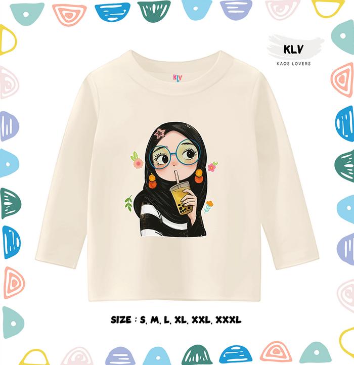 Kaos Anak Lengan Tangan Panjang Unisex Gambar Break Time Distro 30s Sablon