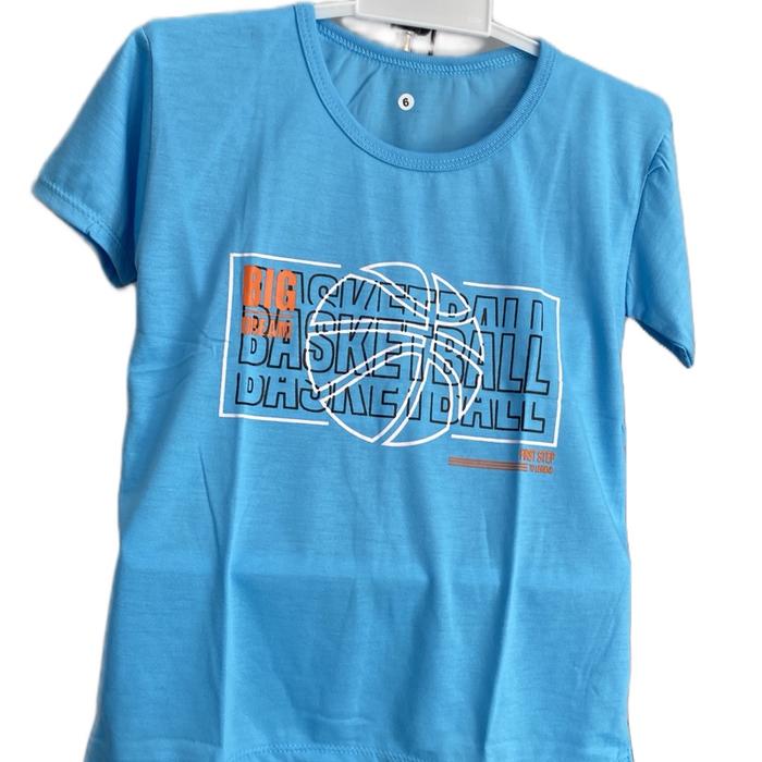 Kaos anak cowok biru basket ball