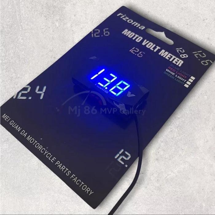 [Spin-R] Volt meter Amper Aki Digital 12volt Merek Rizoma Original Warna Merah Biru - dunia variasi