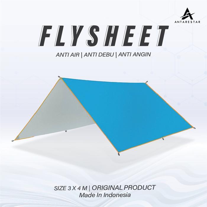 FLYSHEET WATERPROOF 4X6 3X4 3X3 3X2 TENDA KEMAH TEBAL 19 LUBANG FLY SHEET TENDA WATERPROOF