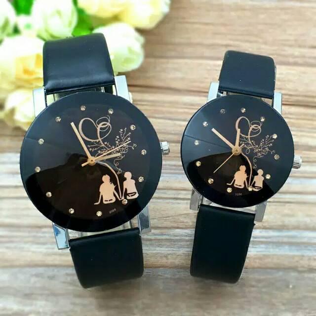 couple motif pacaran Jam Couple Motif Pacaran Tali Kulit