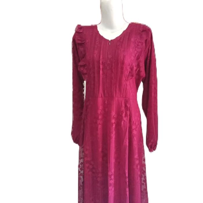 GAMIS BRUKAT MERAH MAROON