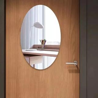 sgmshop Oval Stiker Cermin Anti Pecah Dekorasi Dinding Kamar Mandi Stiker Kaca Estetik