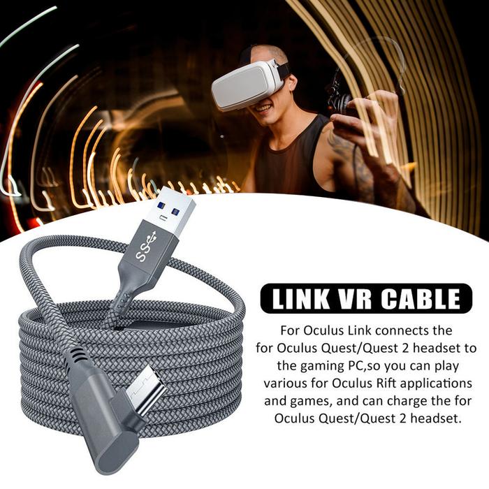 5M Charging Cable Data Line For Oculus Quest 1/2 Link VR Headset USB
