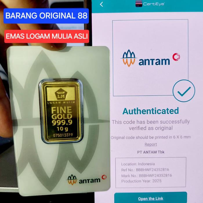 EMAS ANTAM 10 5 3 2 1 0.5 GRAM TAHUN 2025 ASLI ORIGINAL CERTIEYE TOKO BUKA 24 JAM JAKARTA REDMARK Bu