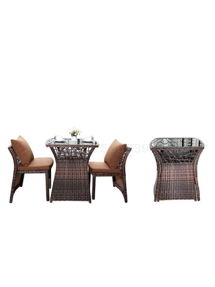 Balcony Rattan Chair Three-piece Outdoor Garden Rattan Table And