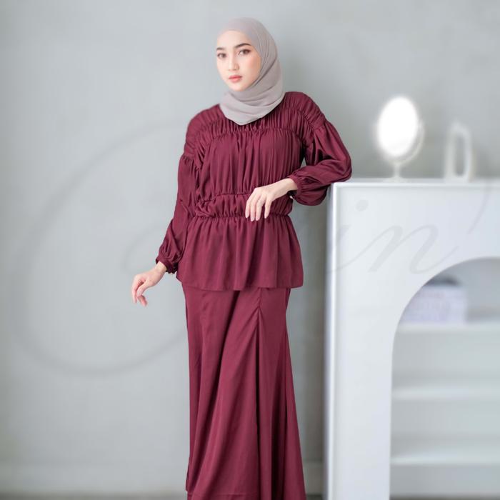 CAYLIN | Eleanor Dress | Dress Muslim Wanita (Gamis Silk Satin Lembut Kondangan Mewah)