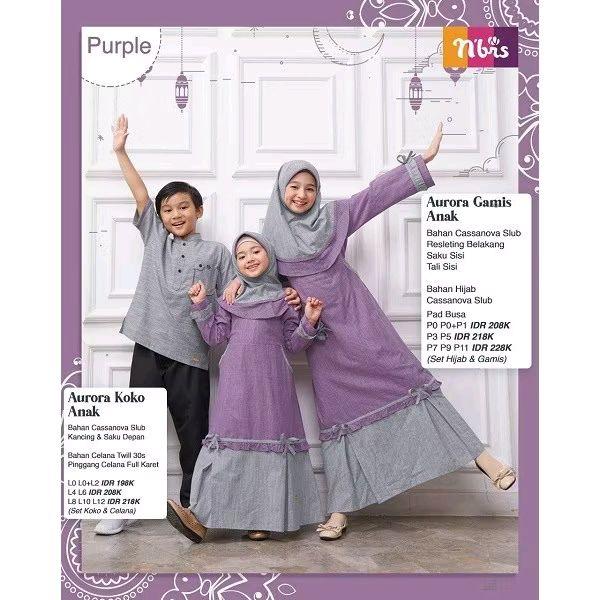 NIBRAS AURORA GAMIS ANAK PURPLE//BUSANA MUSLIM ANAK NIBRAS