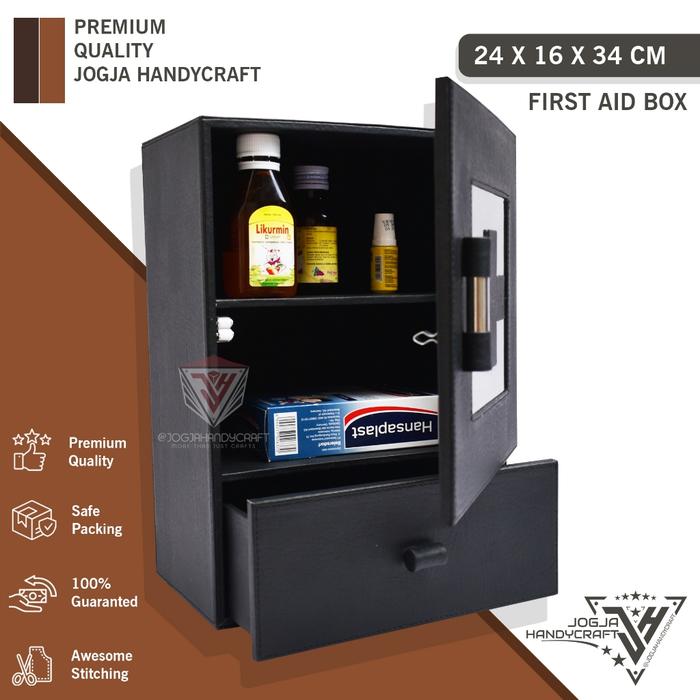 Exclusive Kotak Tempat Obat P3K Dinding PU Leather