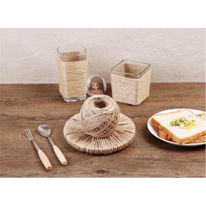 ( 5 Meter )TALI RAMI / GONI / HEMP / ROPE / JUTE 2PLY 2MM PACKAGING / KREATIF / DIY / PRAKARYA PEKER