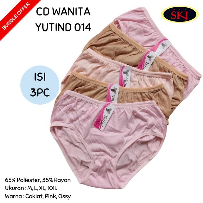PREMIUM ISI 3 / CD Wanita YUTIND 014 Warna Muda Polos size M-XXL Karet Melar