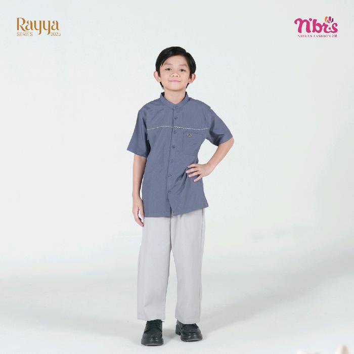 Nibras Rayya Series BELLA Gamis & Koko Anak ROYAL BLUE Bahan Dobby Stella, Vanavein & Salur Ventura 