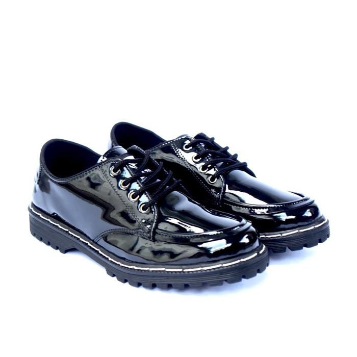 Flazo Sepatu Pria Casual Formal Hitam Glosy Venzo Sepatu Kerja Kantor Kondangan