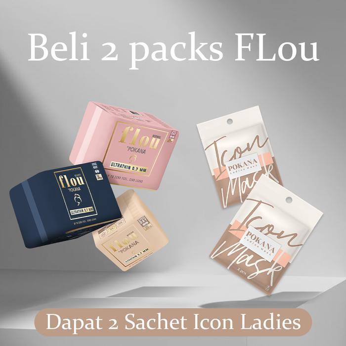 FLOU by POKANA (Pembalut SAP Ultrathin 0,7mm) Bundle 2 Sachet Icon Mask