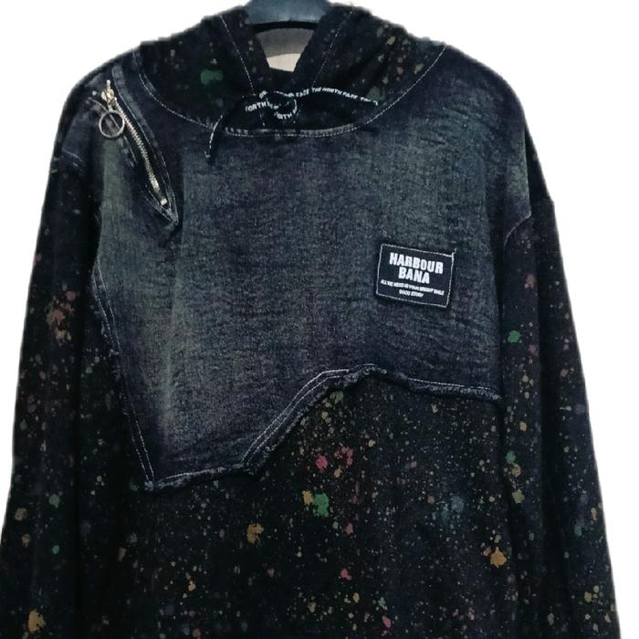 sweater Hoodie Barbour Bana stylish by Korea Hitam Zipper