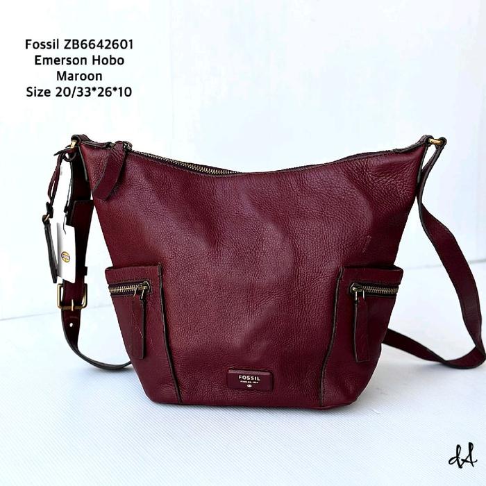 Tas Fossil Emerson Hobo Maroon