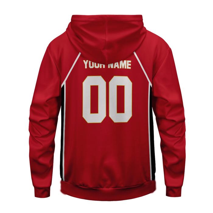 Jaket Hoodie Anime Haikyuu Japan Jepang Timnas Volleyball Team Merah