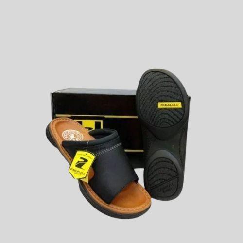 SANDAL SELOP PRIA KULIT PAKALOLO N1115 ORIGINAL | Kekinian - Hitam, 38