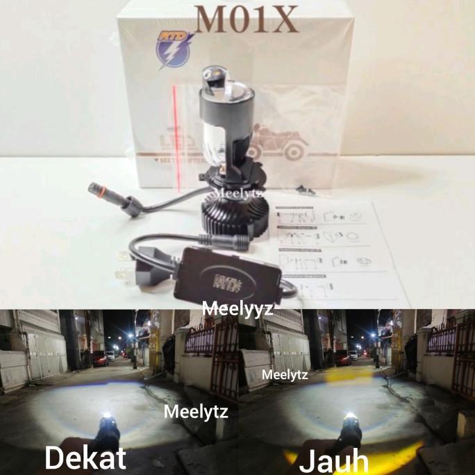 LAMPU UTAMA LED RTD M01X MINI PROJECTOR H4 CUT OFF PUTIHKUNING